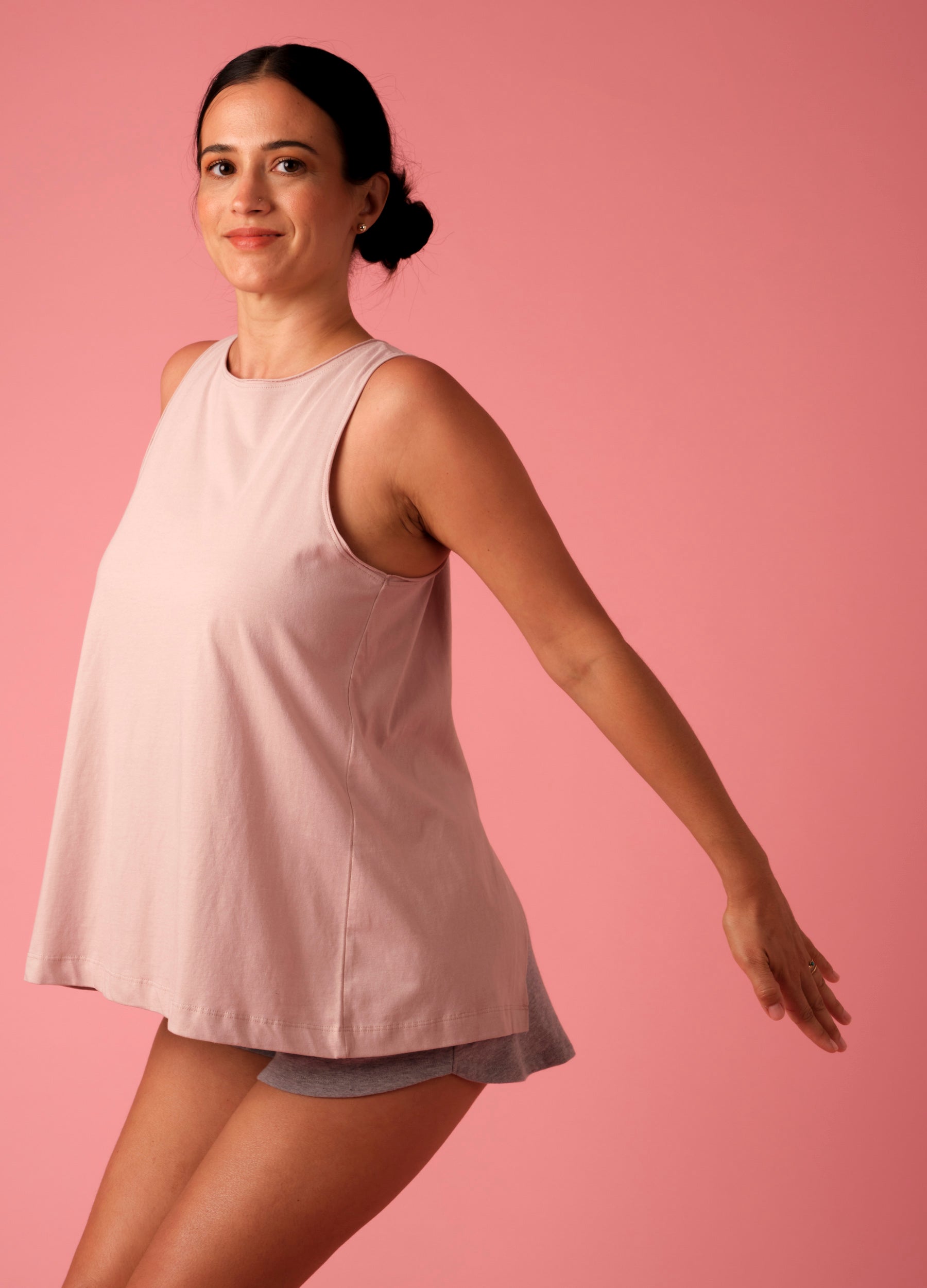 Rose Pink Breezy Organic Cotton Tank Top For Women Online.