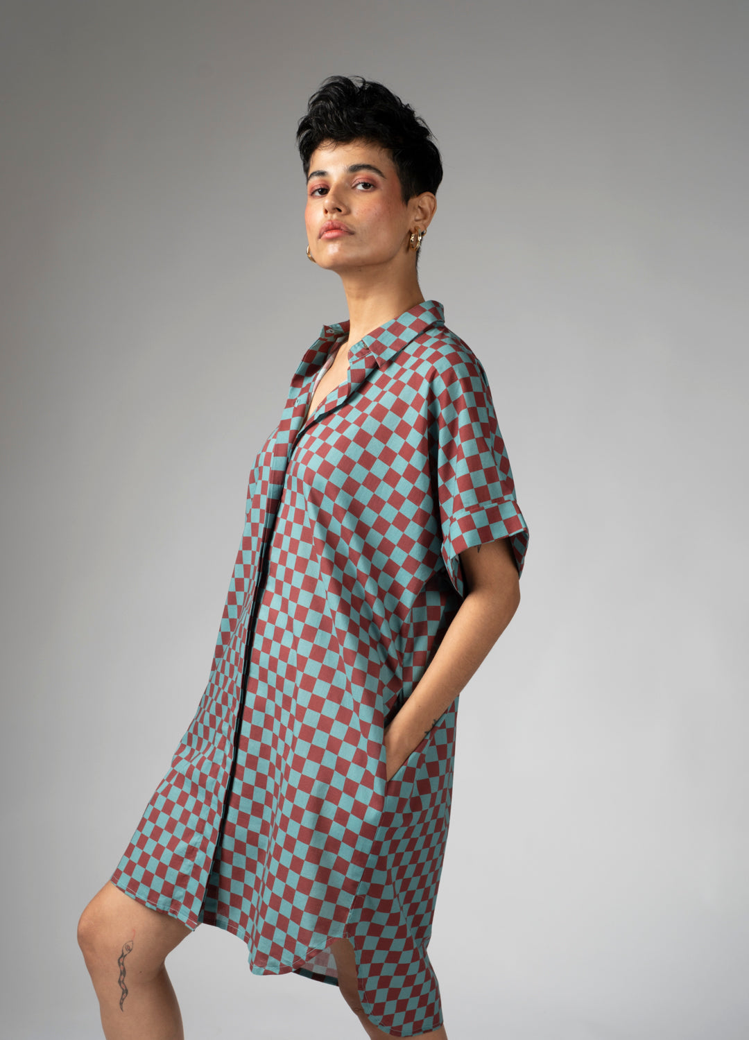 Syrah Organic Cotton Shirt Checkers Dress For Women Online