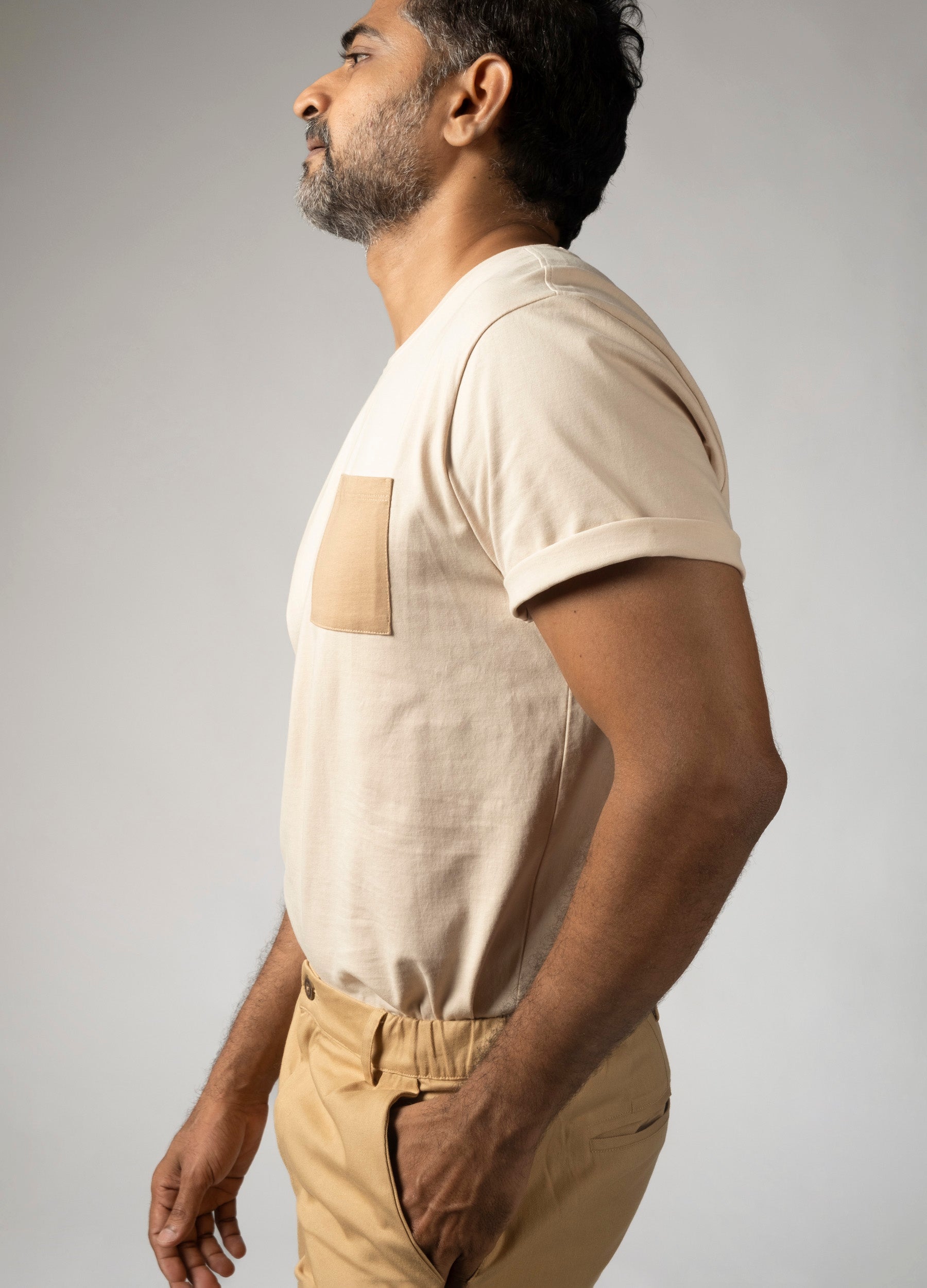 Tonal Beige Pocket Tee