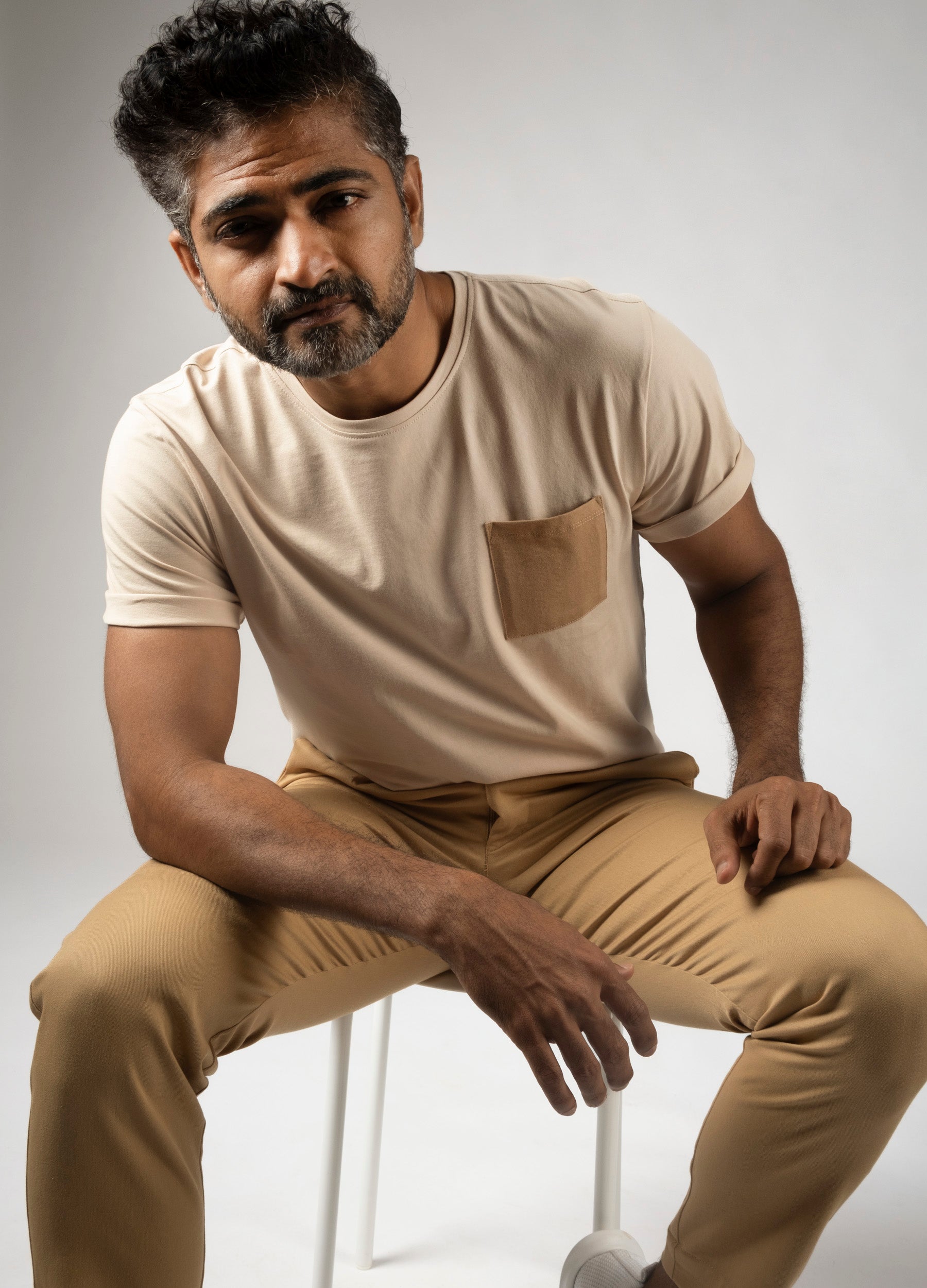 Tonal Beige Pocket Tee