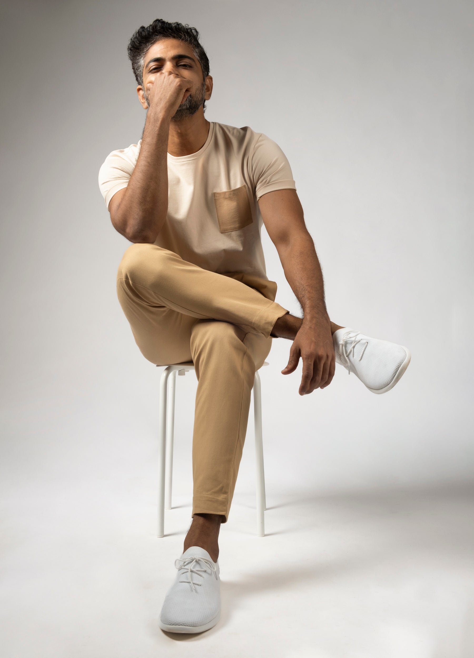 Tonal Beige Pocket Tee