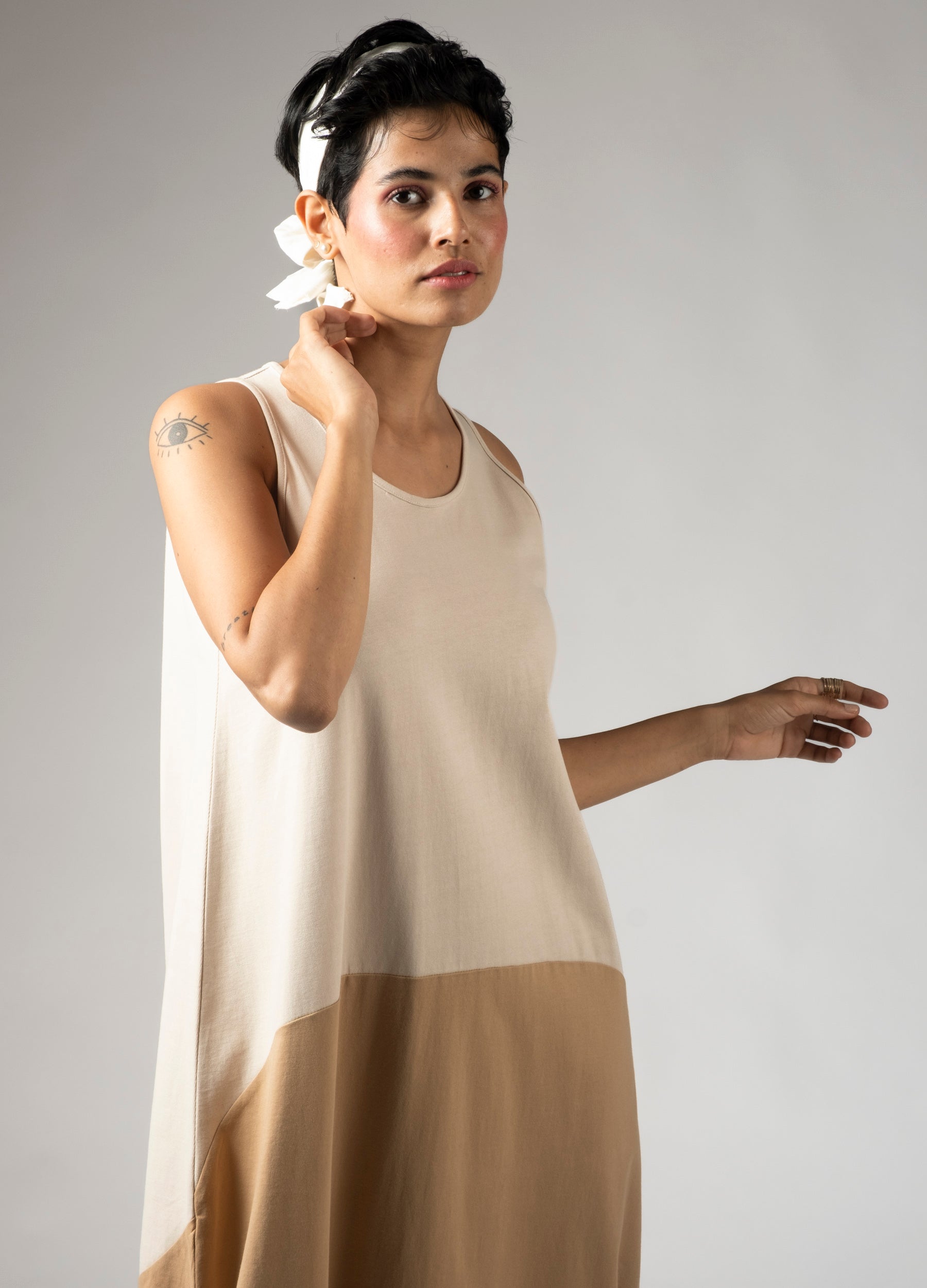Tonal Beige Sack Dress