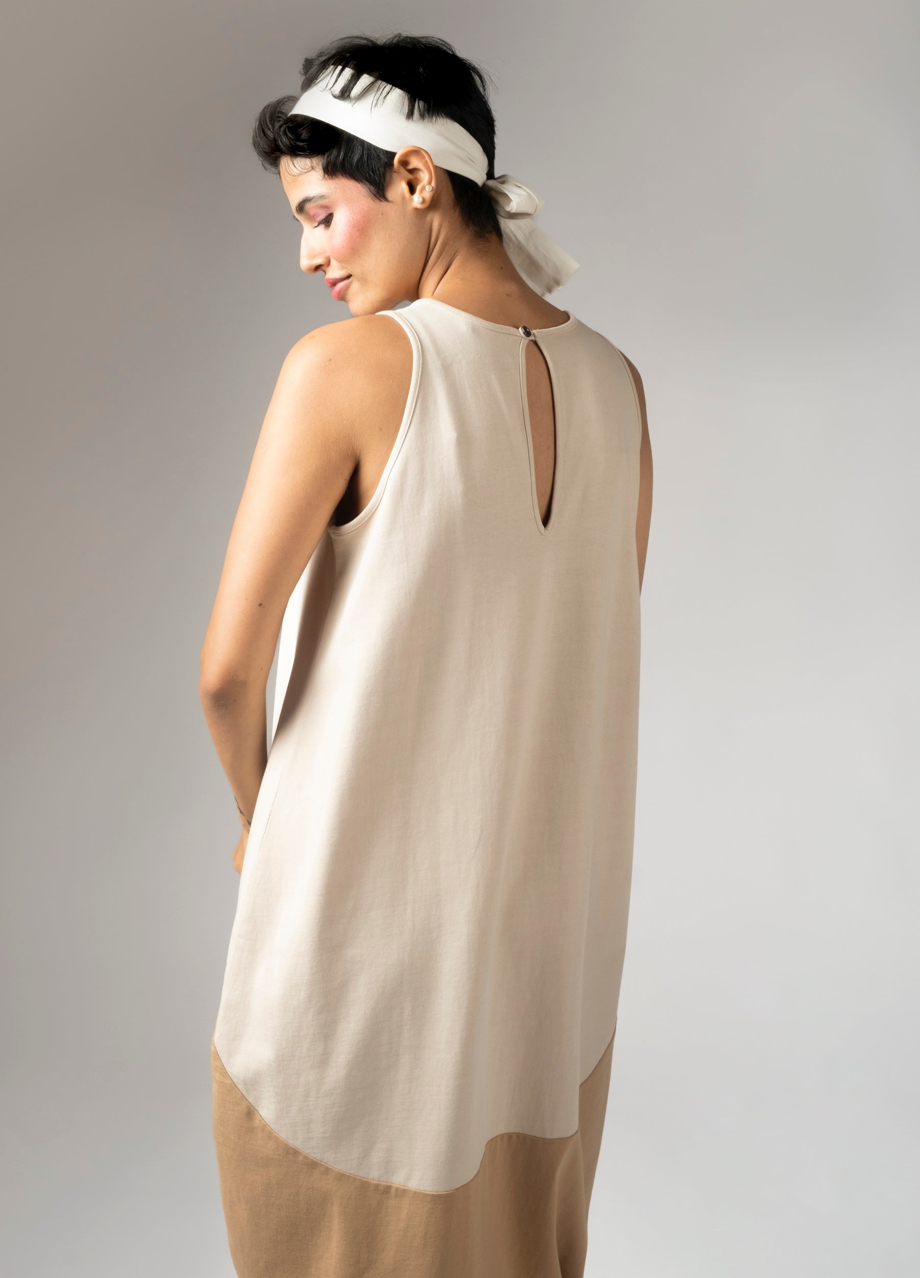 Tonal Beige Sack Dress