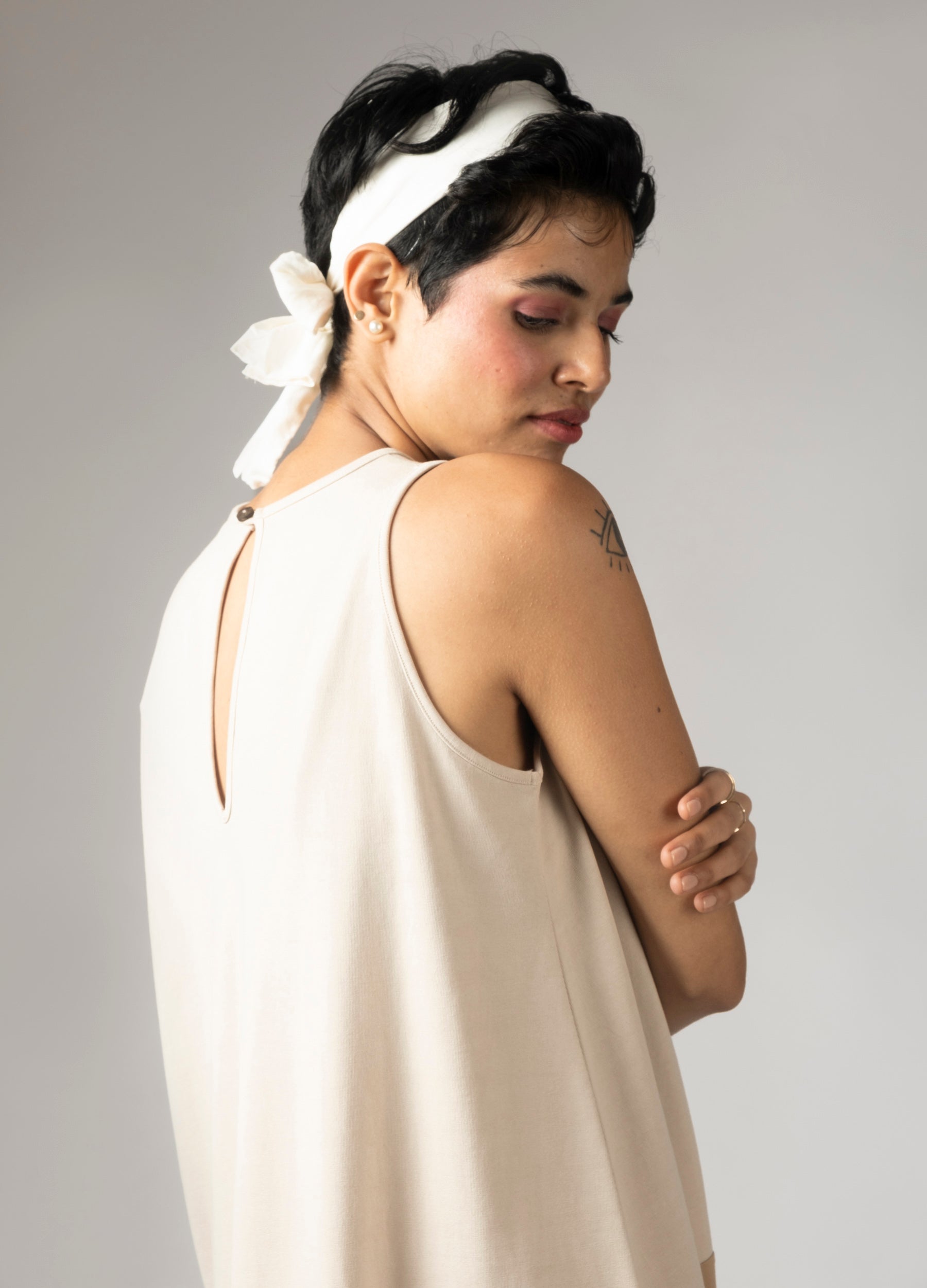 Tonal Beige Sack Dress