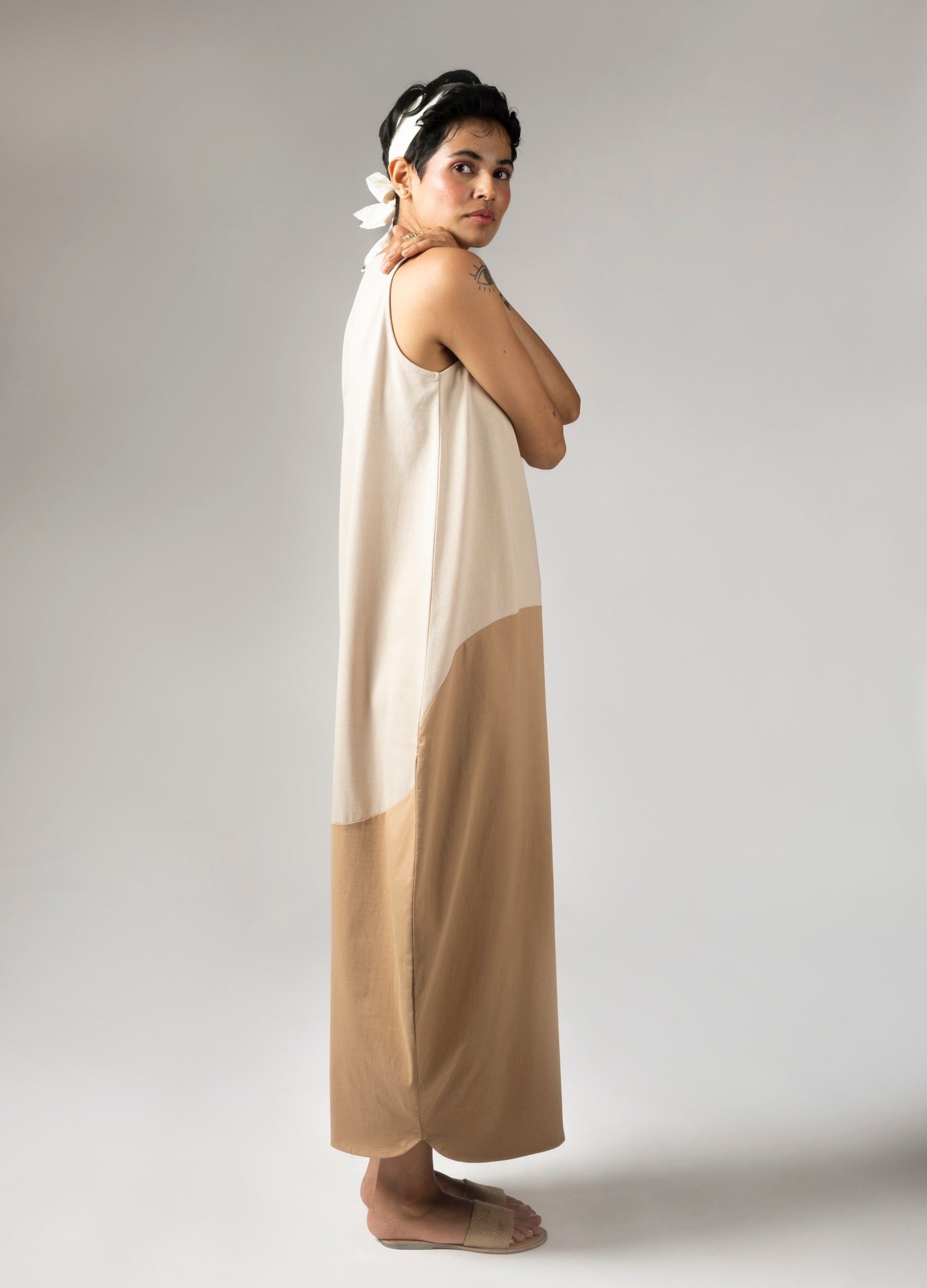 Tonal Beige Sack Dress