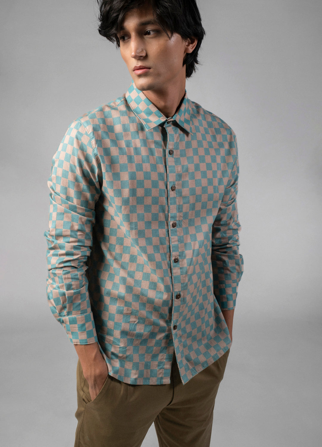 Trellis Everyday Organic Cotton Checkers Shirt For Men Online