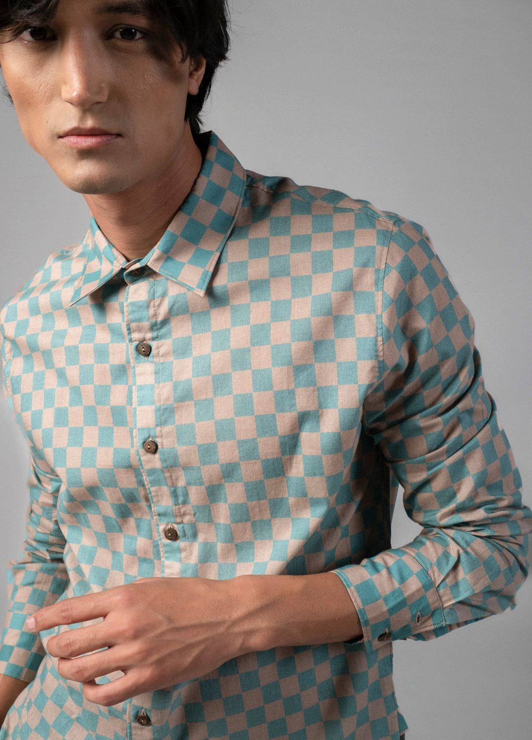 Trellis Everyday Organic Cotton Checkers Shirt For Men Online