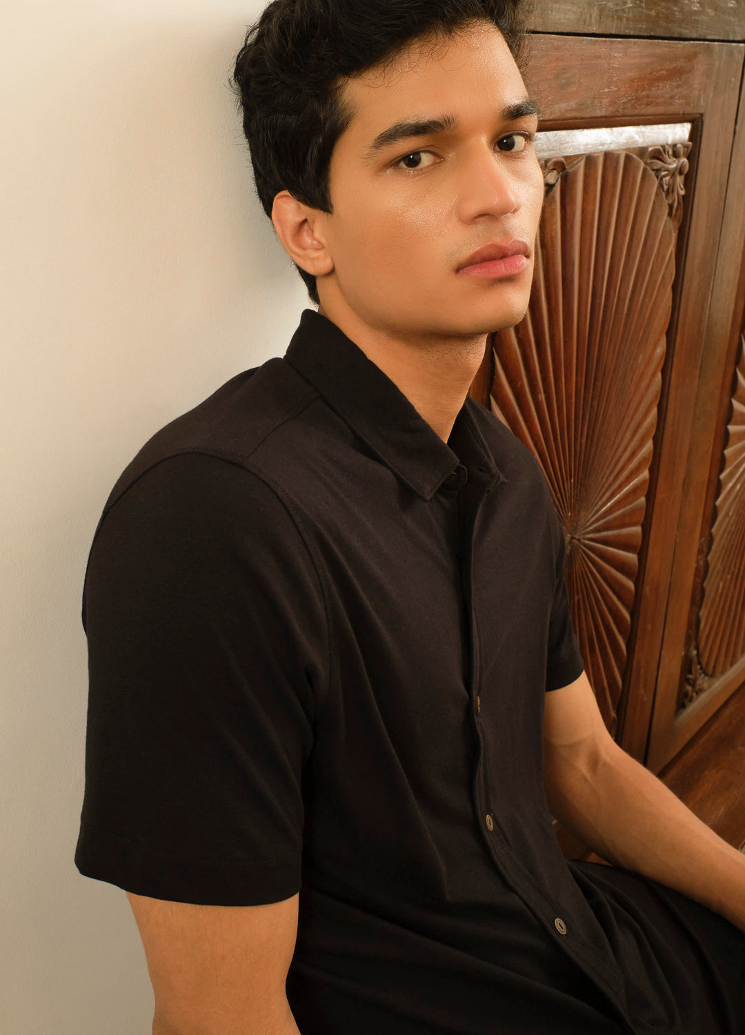 Black Organic Cotton Half Sleeve Shirt For Men Online