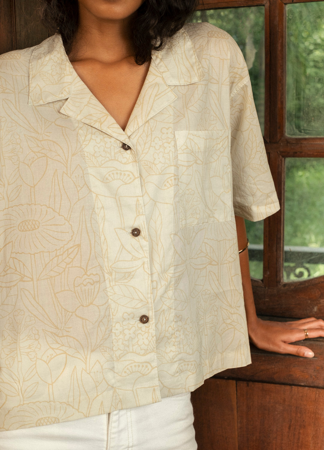 Botanica Easy White Cotton Summer Shirt For Women Online