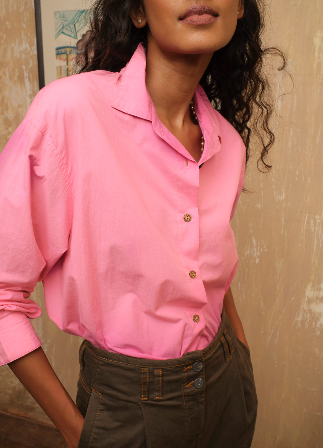 Bubblegum Anywhere Pink Cotton Summer Shirt For Women Online