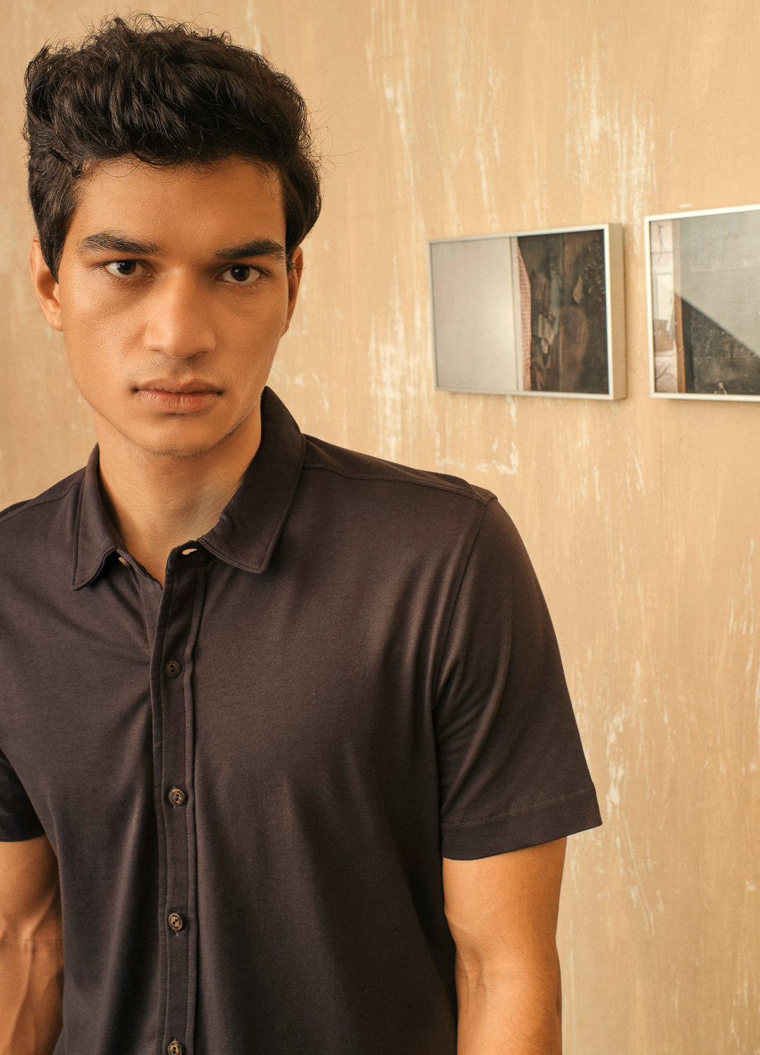 Charcoal Half-Sleeve Shirt-No Nasties - Organic Cotton Clothing