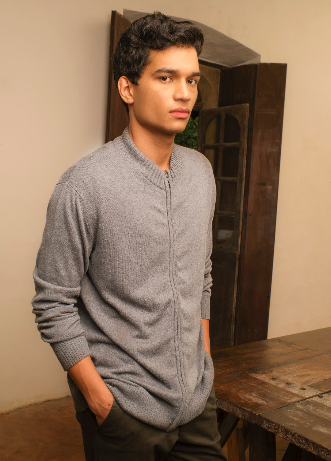 Charcoal Zip-Up Jacket-No Nasties - Organic Cotton Clothing