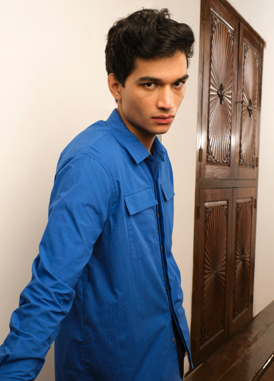 Cobalt Flap Pocket Shirt-No Nasties - Organic Cotton Clothing