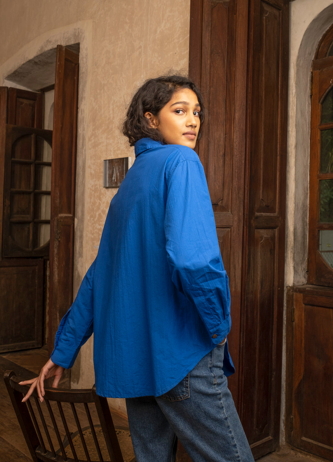 Cobalt Oversized Shirt-No Nasties - Organic Cotton Clothing