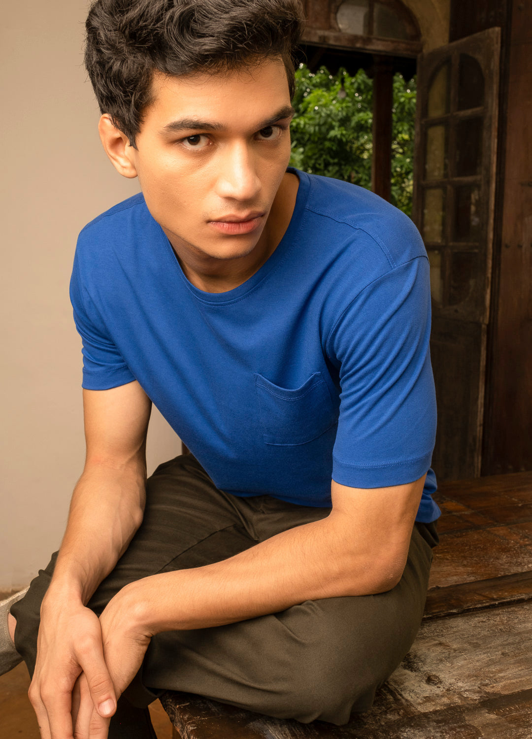 Cobalt Relaxed Pocket Tee-No Nasties - Organic Cotton Clothing