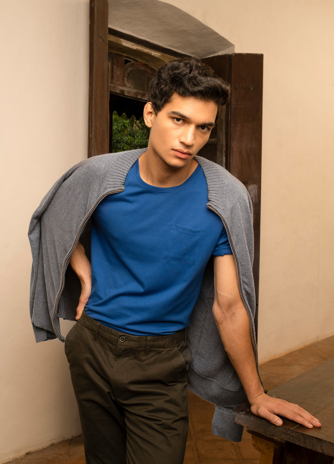 Cobalt Relaxed Pocket Tee-No Nasties - Organic Cotton Clothing