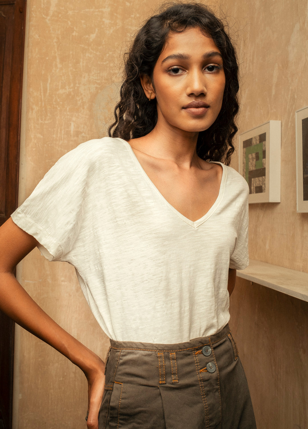 Coconut Milk V-Neck Tee-No Nasties - Organic Cotton Clothing