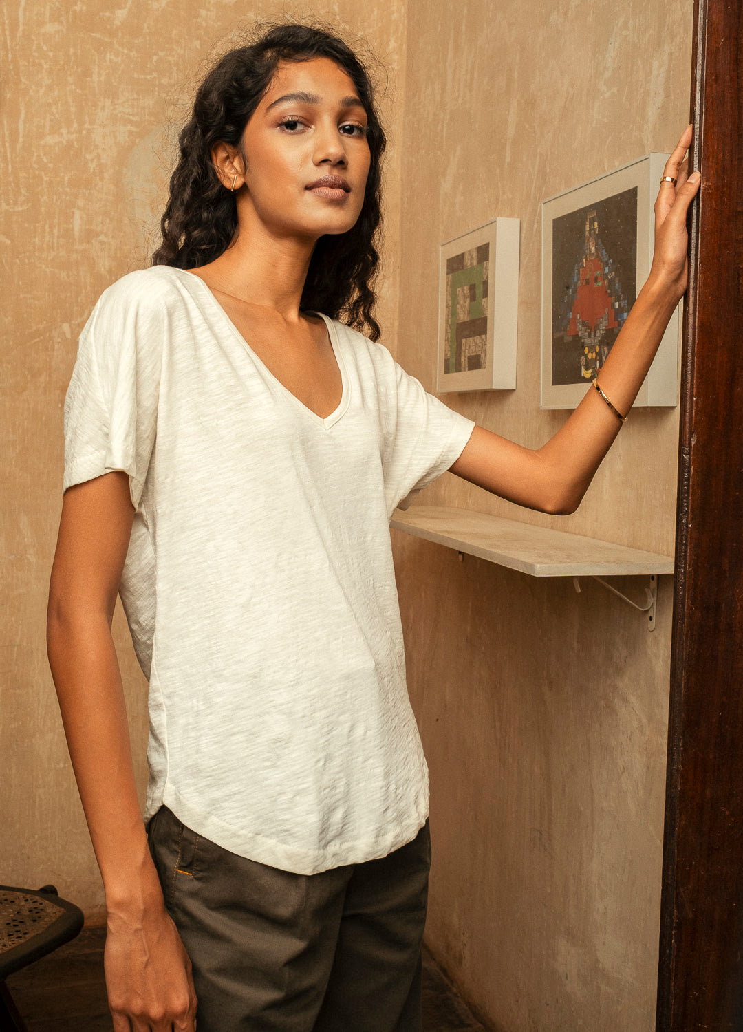 Coconut Milk V-Neck Tee-No Nasties - Organic Cotton Clothing
