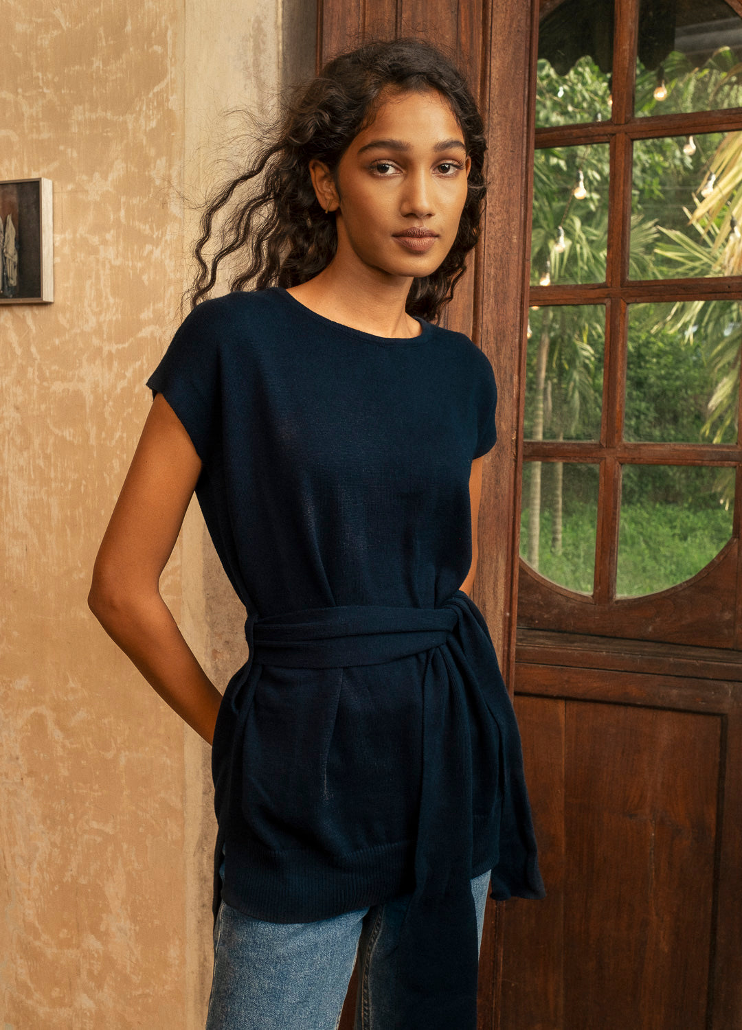 Eclipse Blue Organic Cotton Longline Vest For Women Online