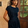 Eclipse Blue Organic Cotton Longline Vest For Women Online