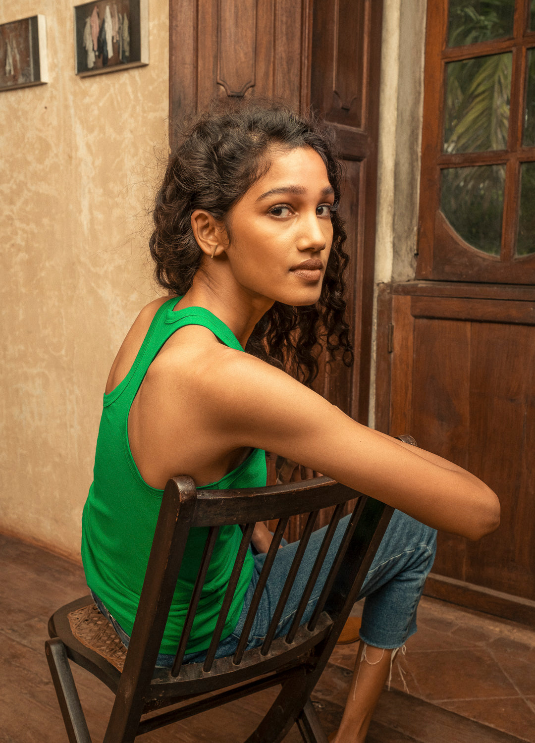 Gecko Racerback Green Organic Cotton Tank Top For Women Online