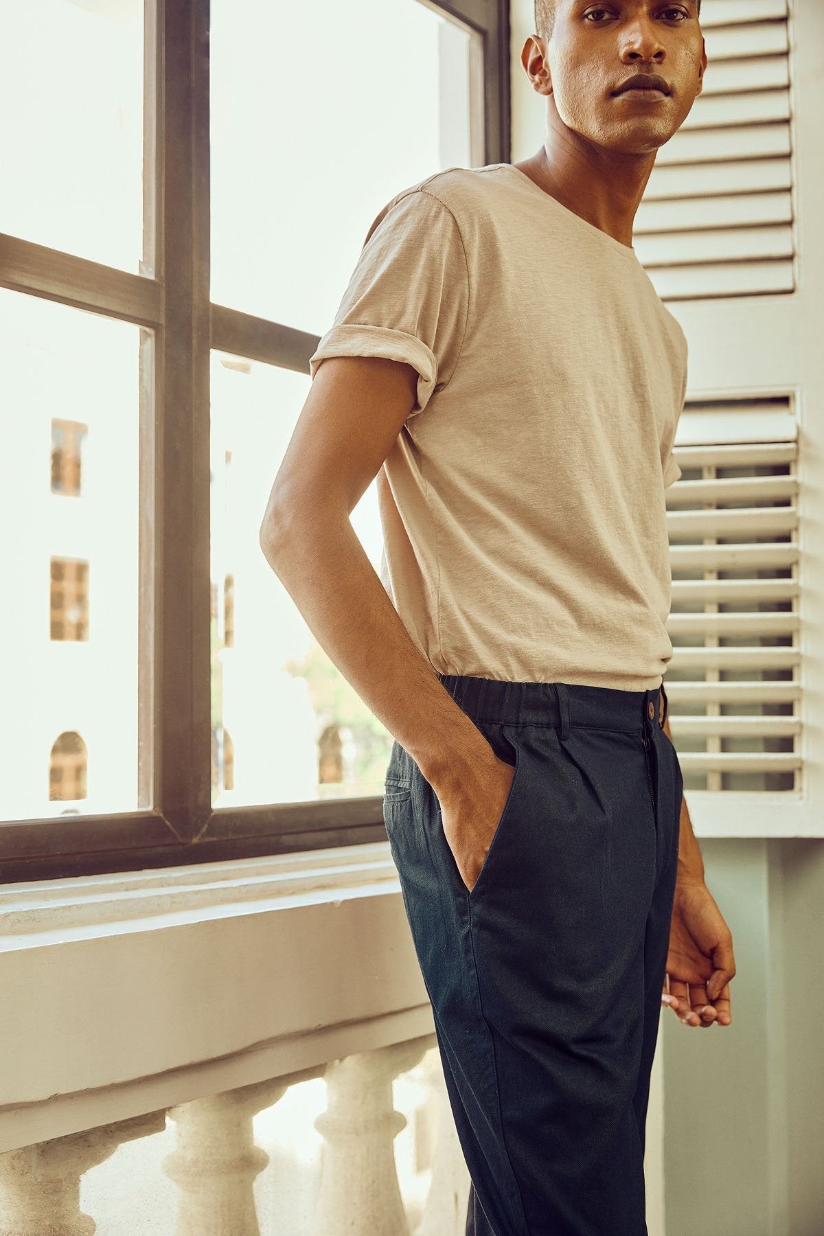 Indigo Blue Tapered Organic Cotton Pants For Men Online