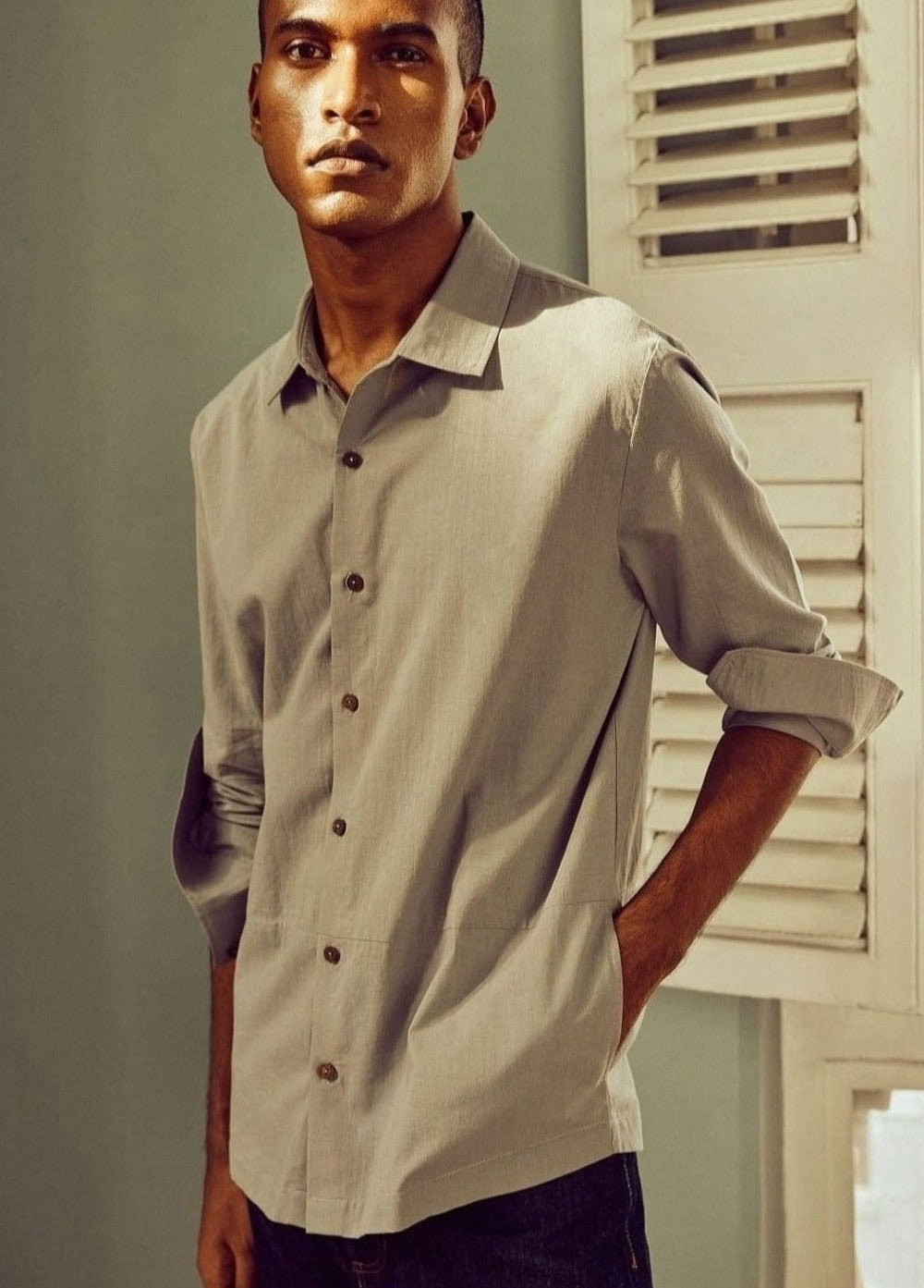 Mist Pocket Organic Cotton Full Sleeve Everyday Shirt For Men Online