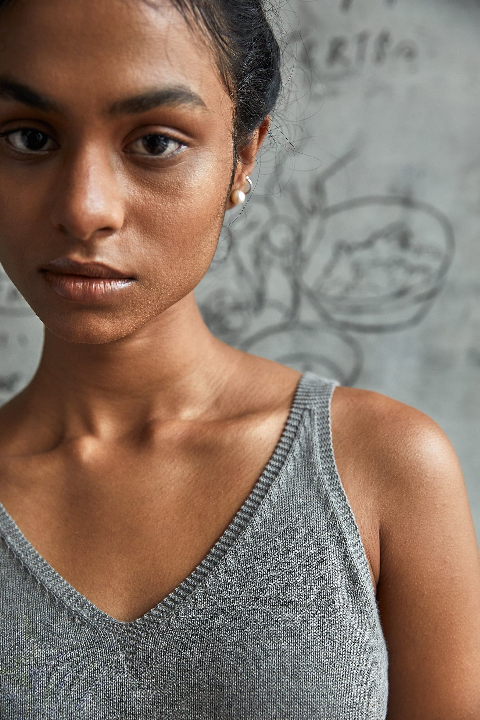 Moss V Neck Green Organic Cotton Tank Top For Women Online