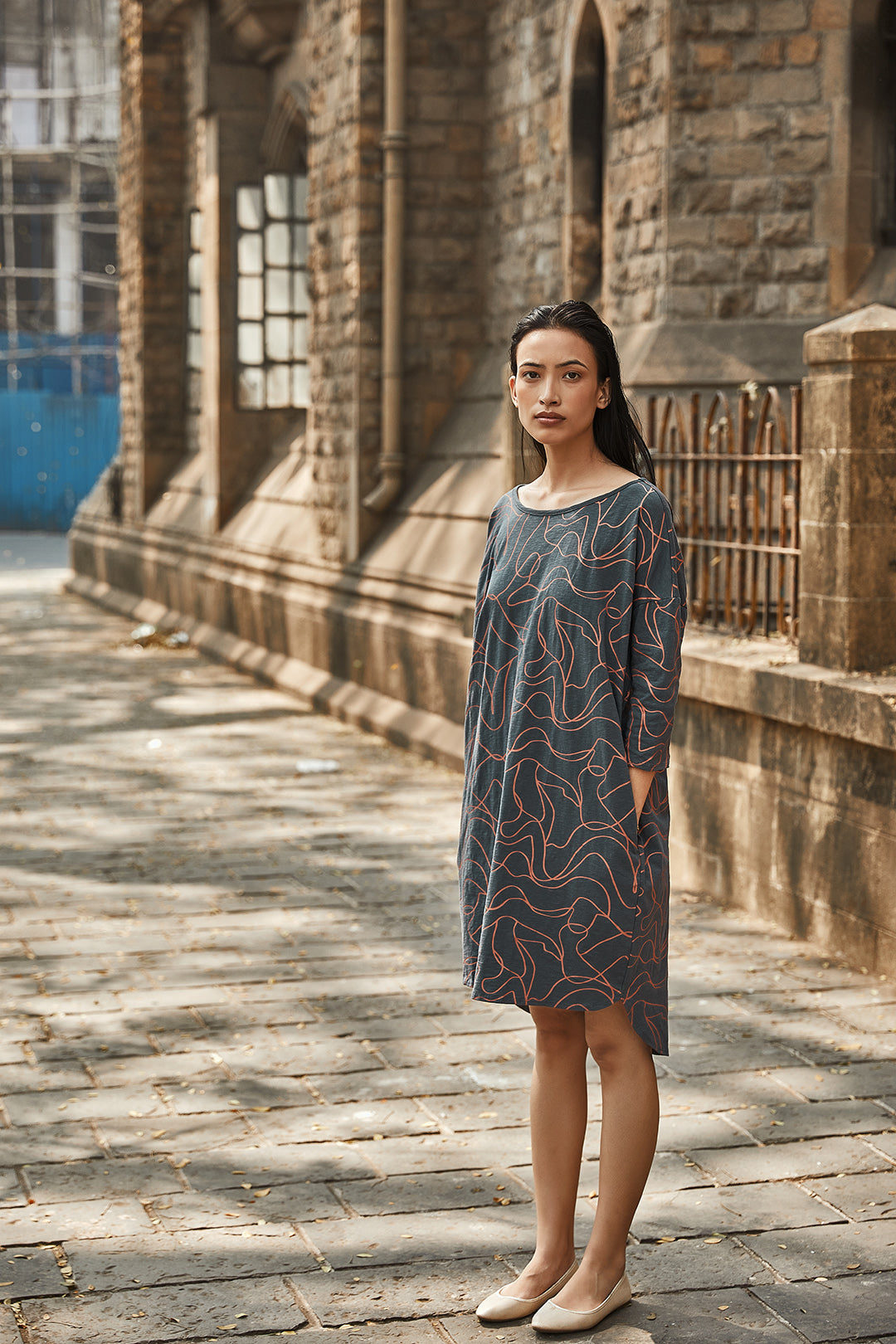 Nicaro Blue Organic Cotton Summer Tunic Dress For Women Online