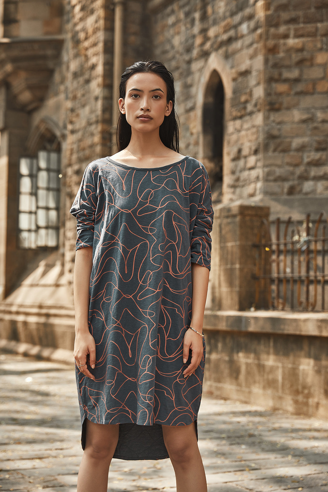 Nicaro Blue Organic Cotton Summer Tunic Dress For Women Online