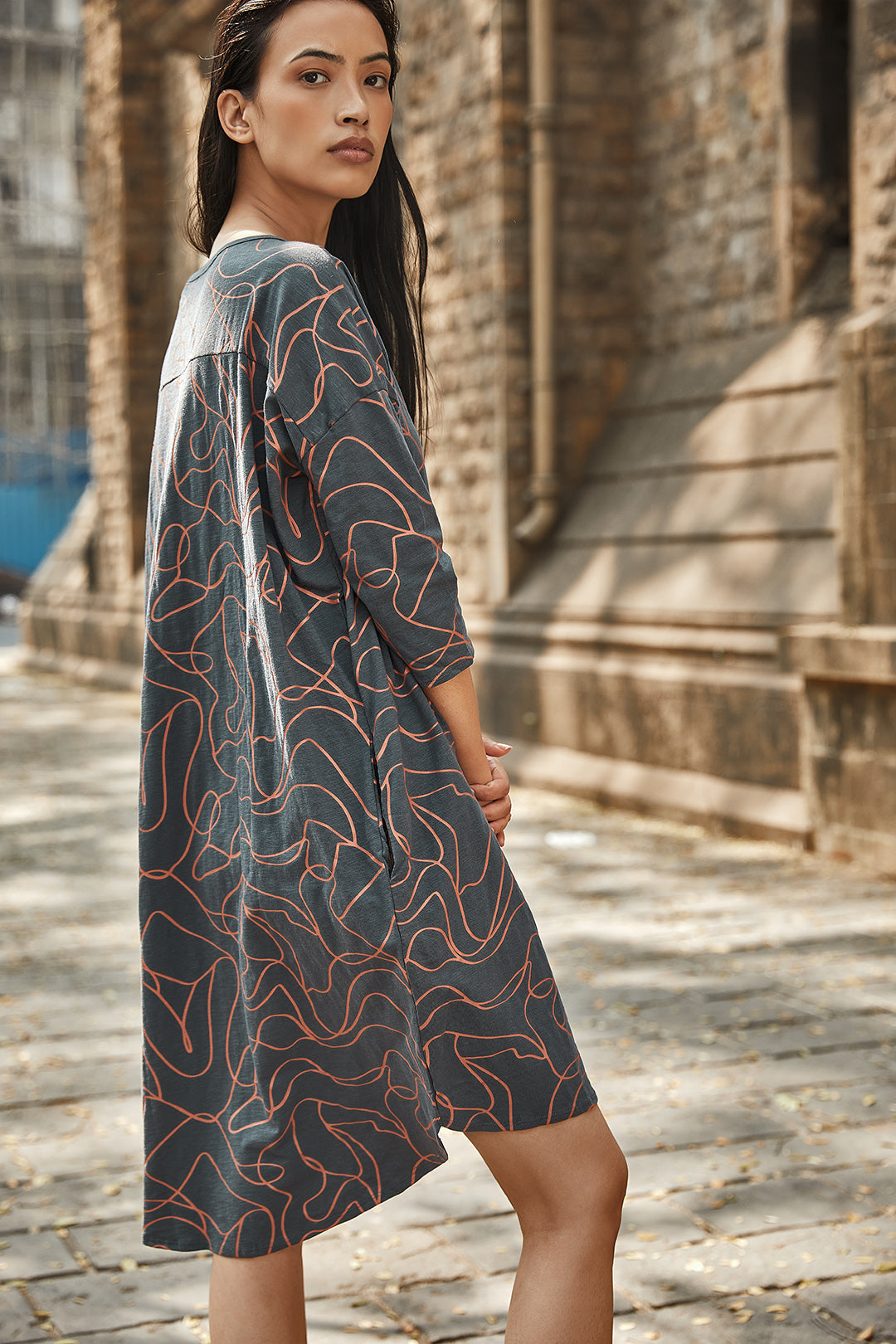 Nicaro Blue Organic Cotton Summer Tunic Dress For Women Online