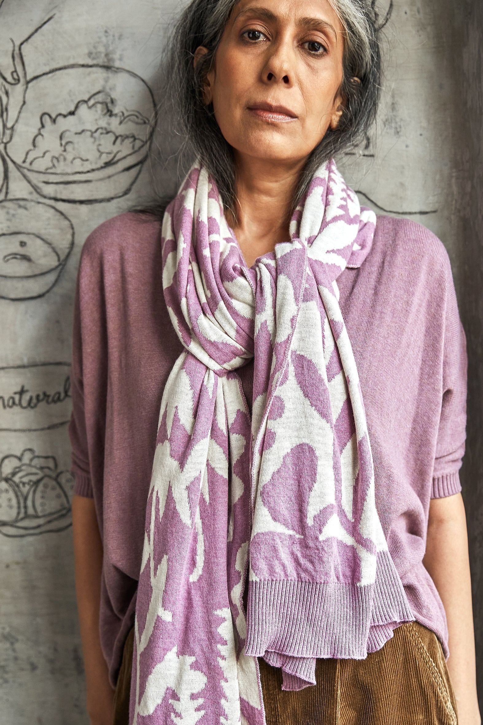 Sustainable Orchid Garden Pink Warm Winter Scarf For Women Online