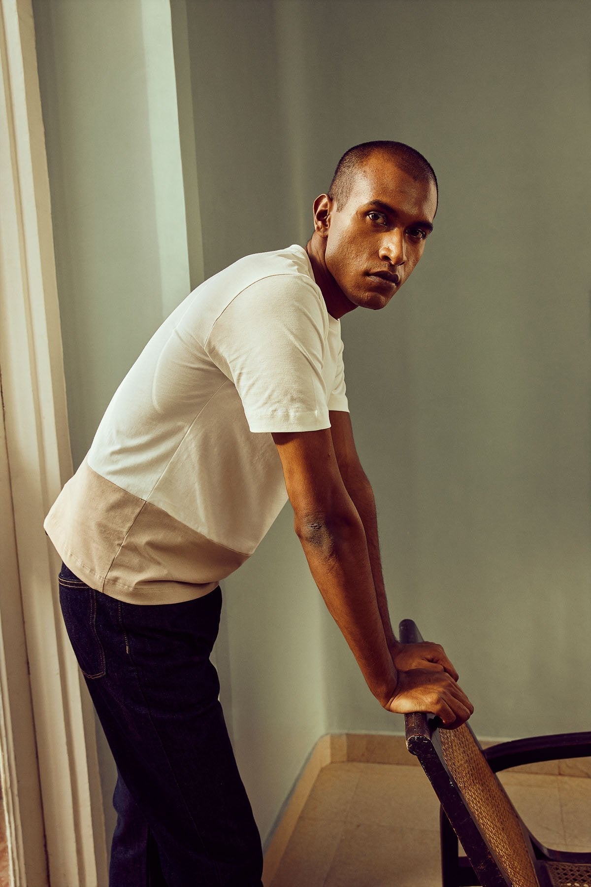 Sand Colour-Block Tee-No Nasties - Organic Cotton Clothing