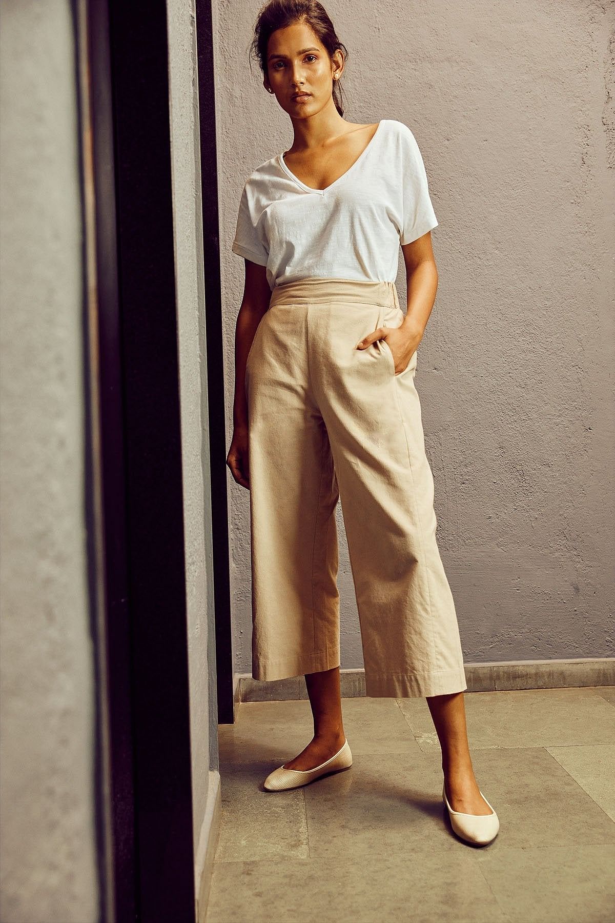 Sustainable Sand Culottes Pants For Women Online