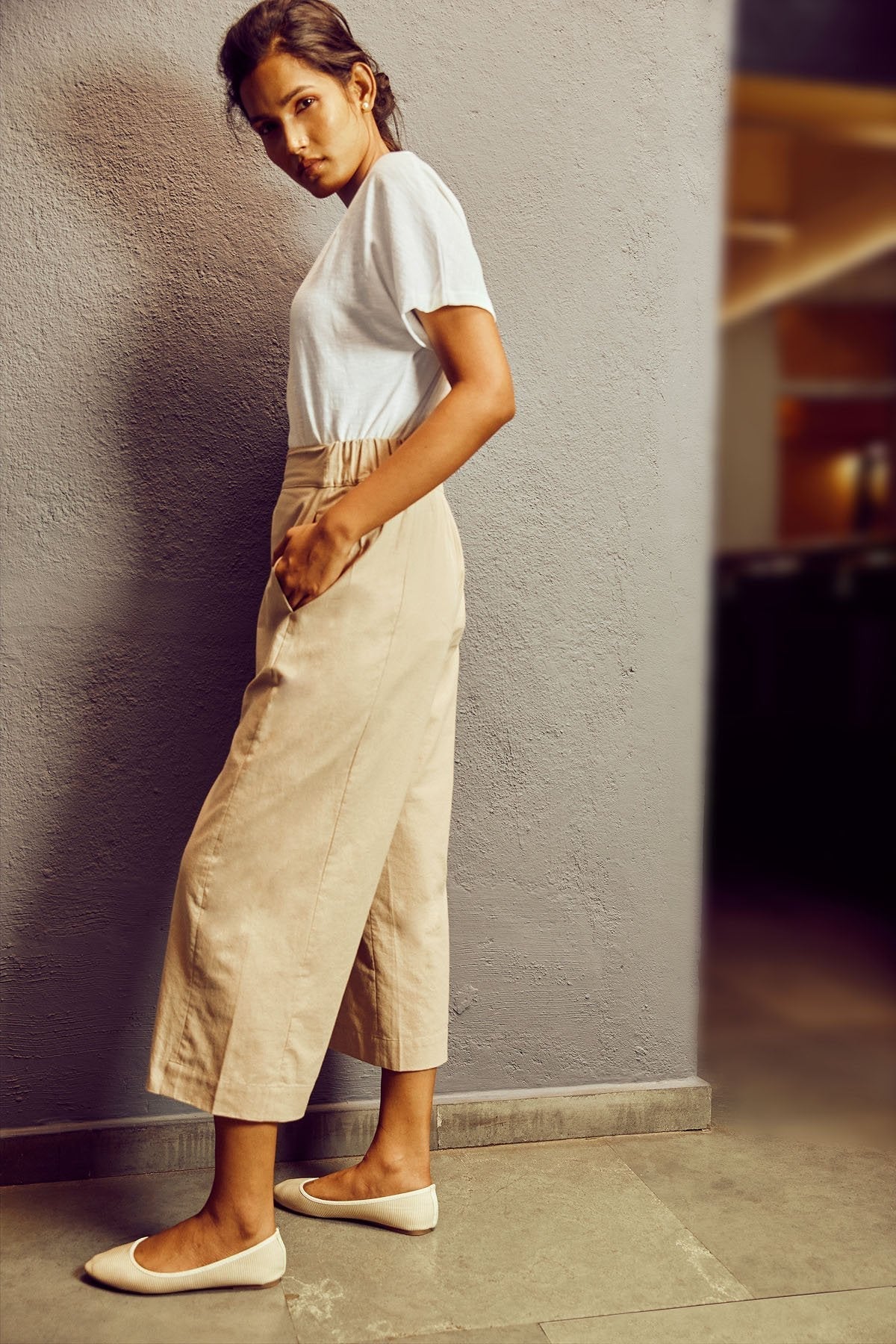 Sustainable Sand Culottes Pants For Women Online