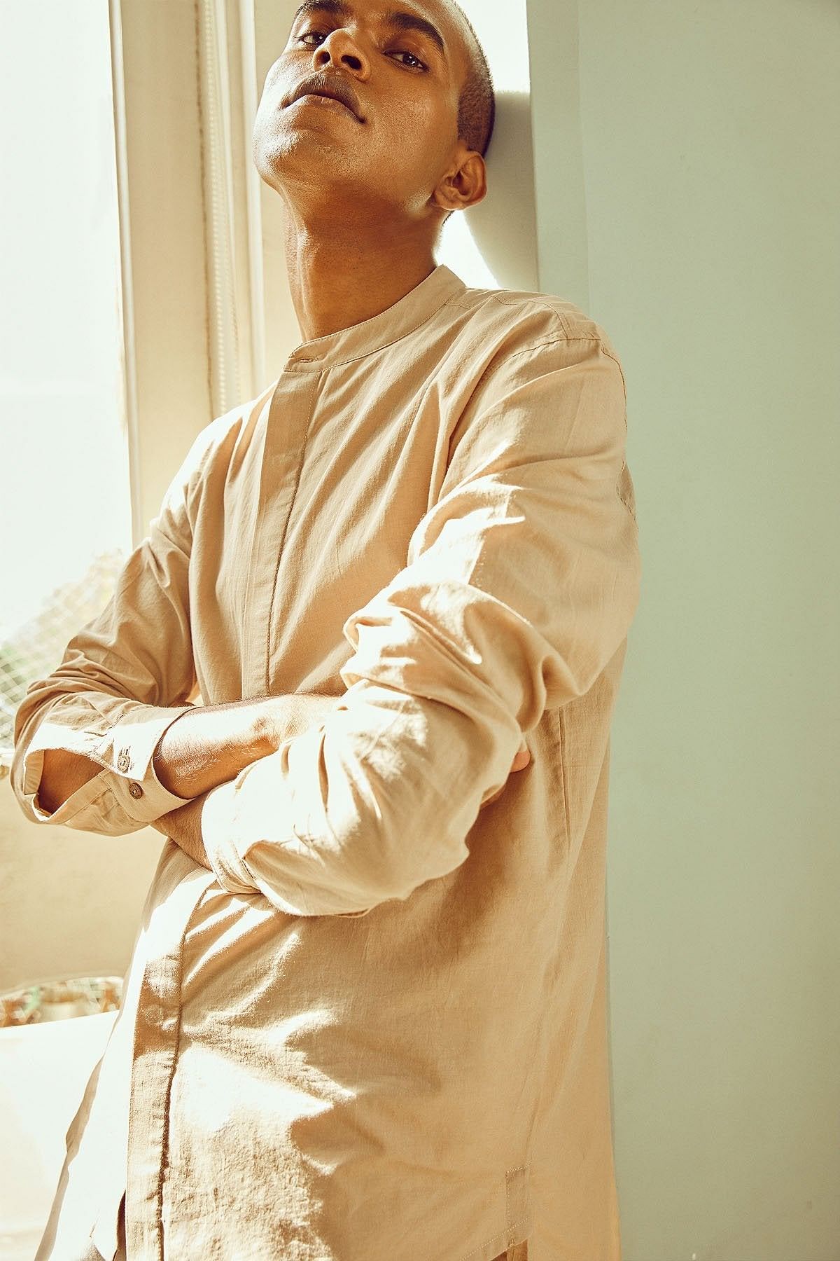 Sand Mandarin Shirt-No Nasties - Organic Cotton Clothing