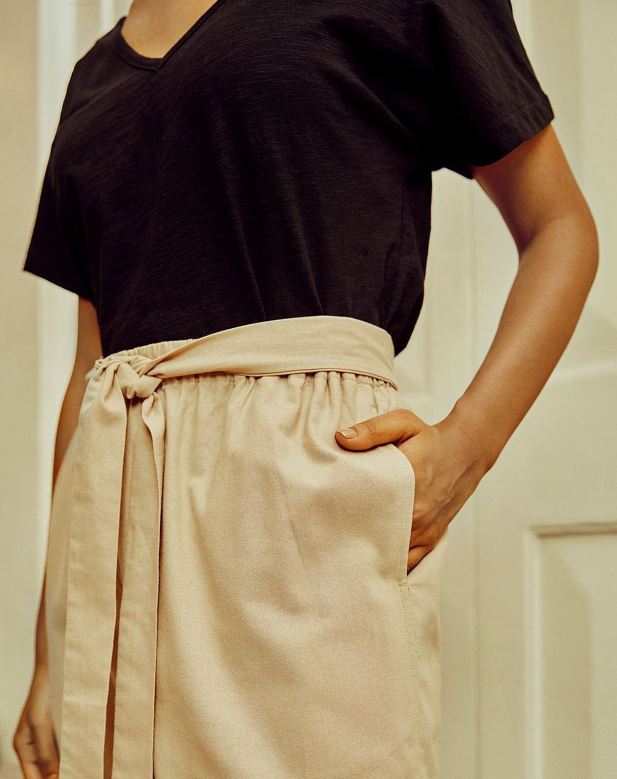 Sustainable Sand Organic Cotton Tapered Pants For Women Online