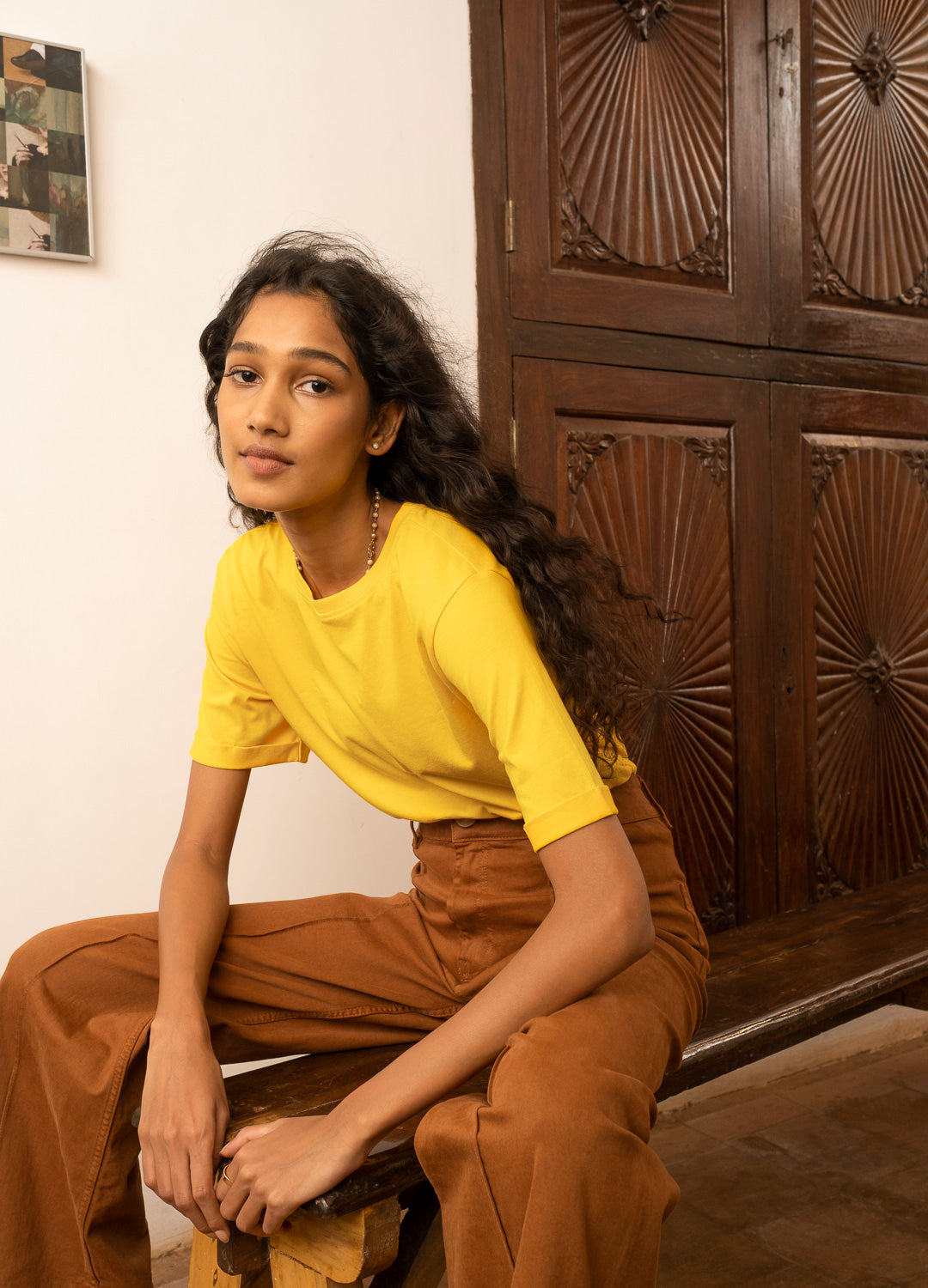 Sunflower Basic Yellow Organic Cotton T Shirt For Women Online