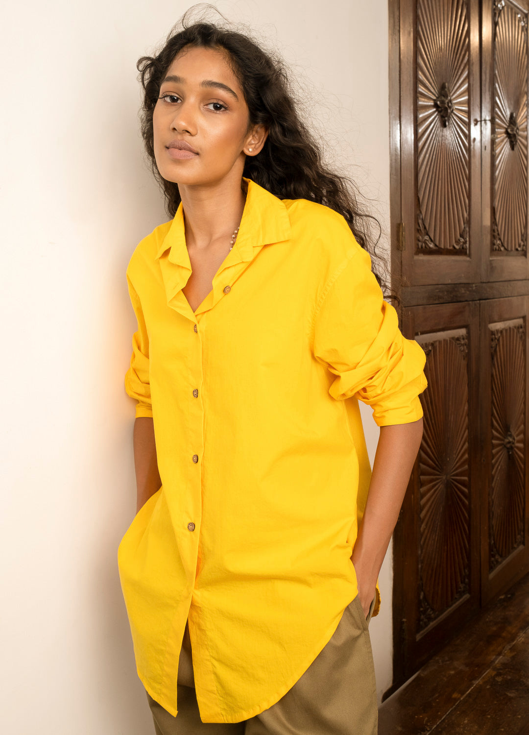 Sunflower Anywhere Yellow Cotton Summer Shirt For Women Online