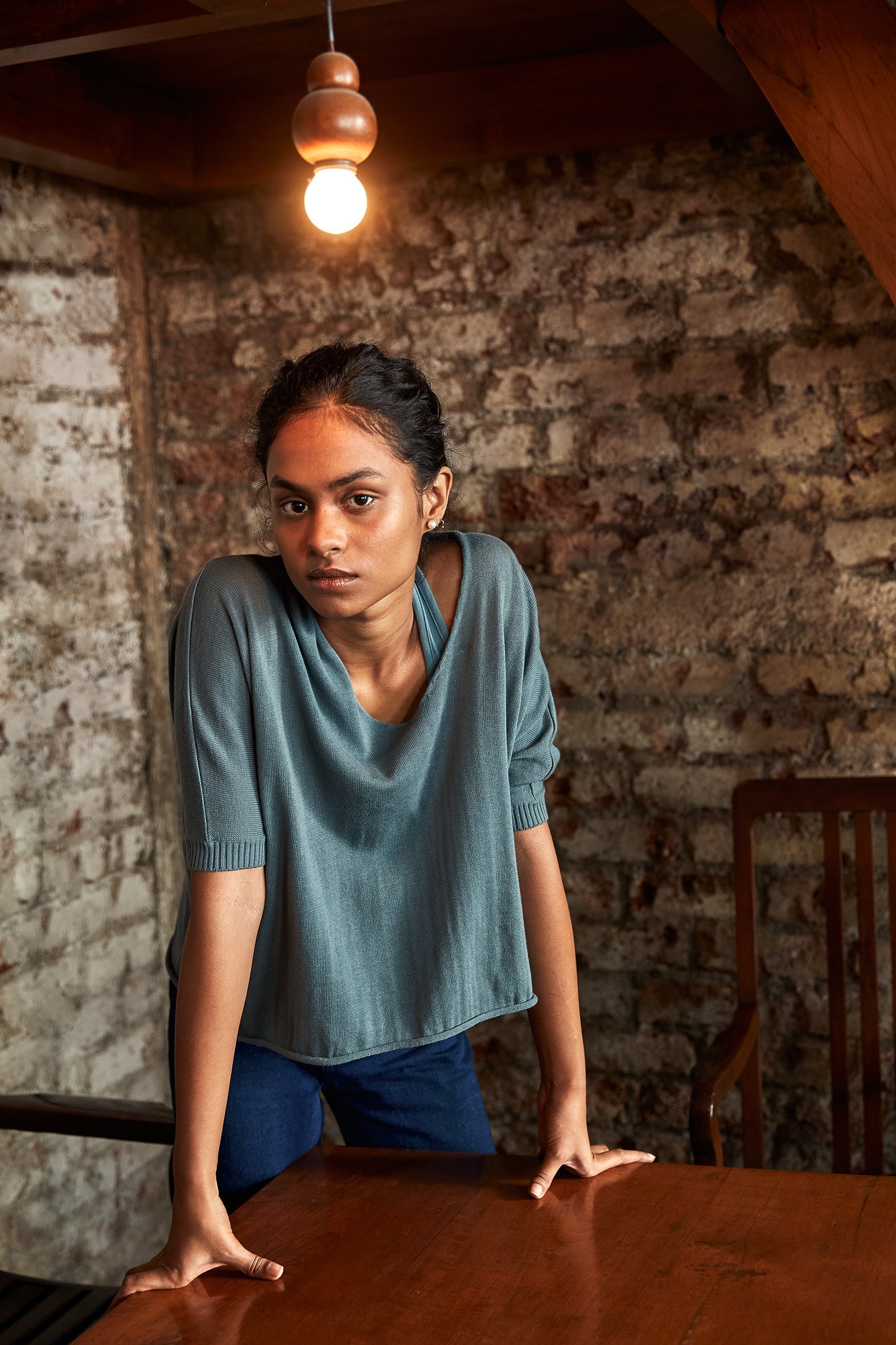 Vintage Blue Wide Top-No Nasties - Organic Cotton Clothing