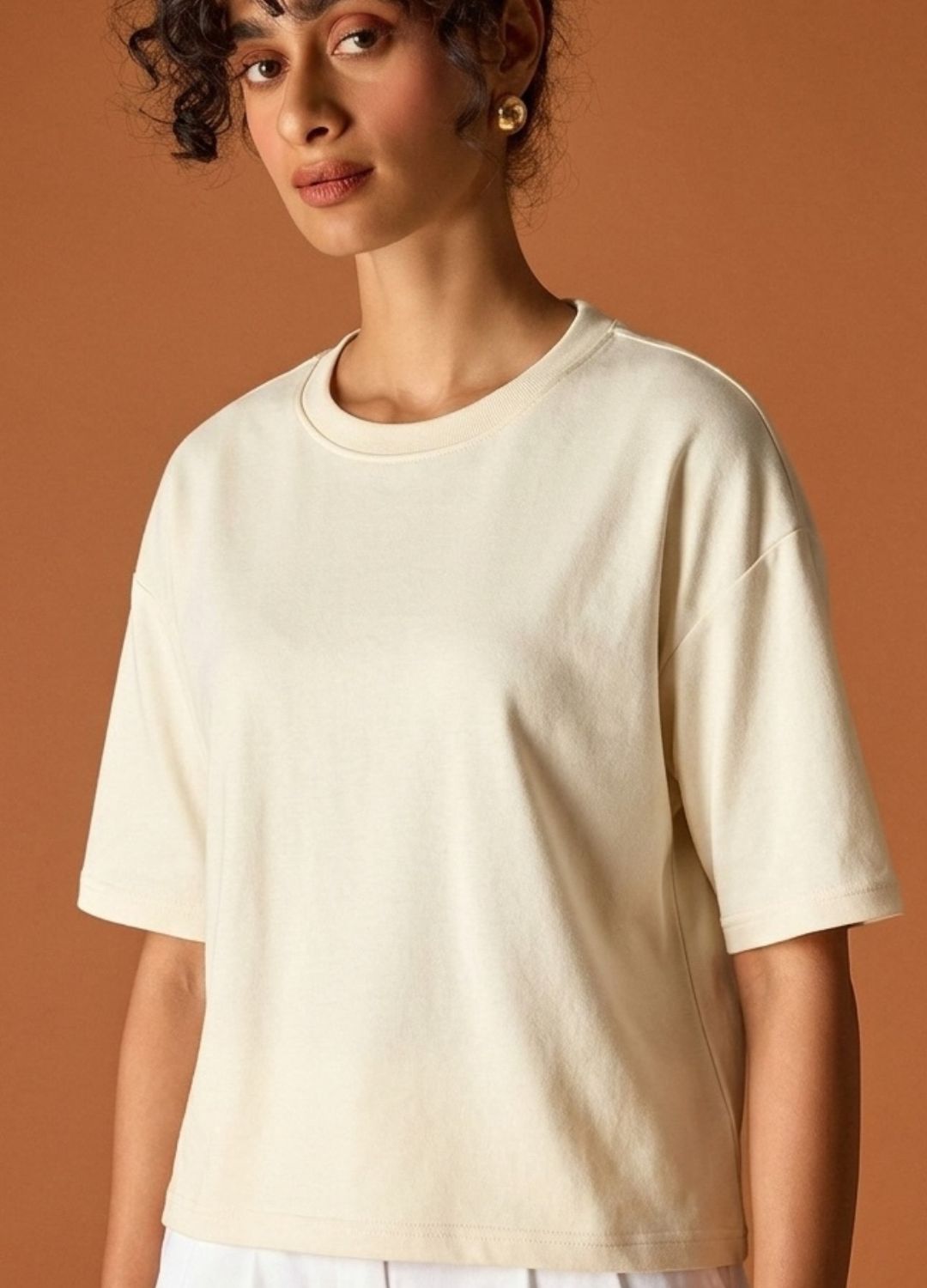 Cream Cropped Tee