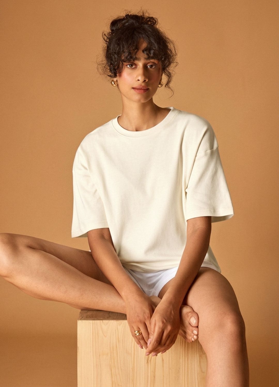 Cream Cropped Tee