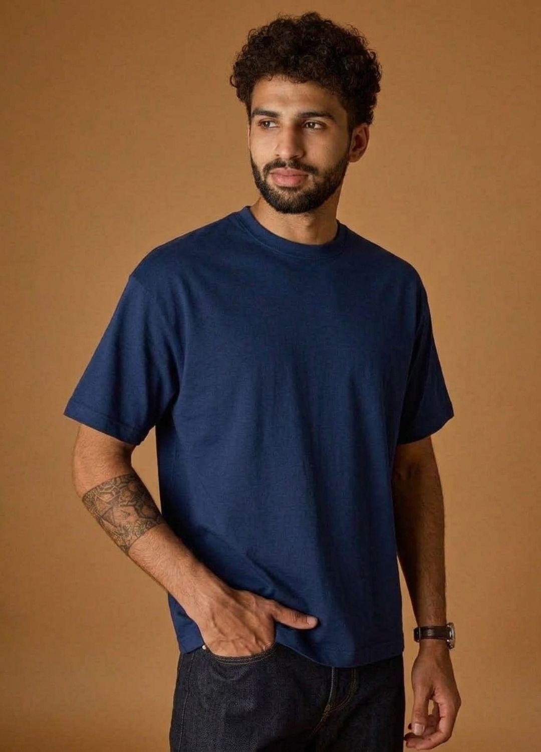 Navy Drop-Shoulder Tee