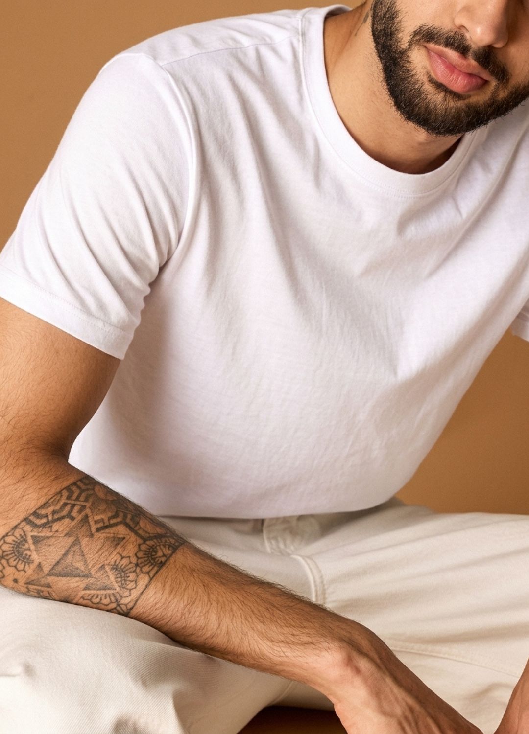 White Fitted Organic Cotton T Shirt For Men Online