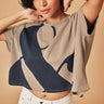 Amp Beige Printed Organic Cotton Round Neck Oversized TShirt For Women