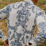 Azul Blue Organic Cotton Mandarin Collar Shirt For Men Online