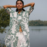 Azul Green Back Overlap Organic Cotton Long Shirt For Women Online