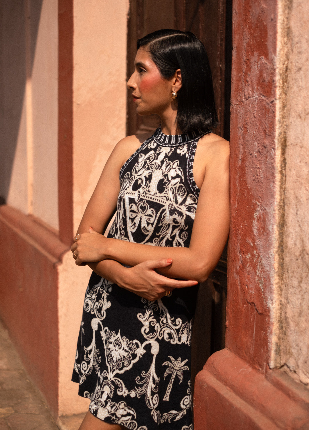 Azul Noir Knit Halter Mini