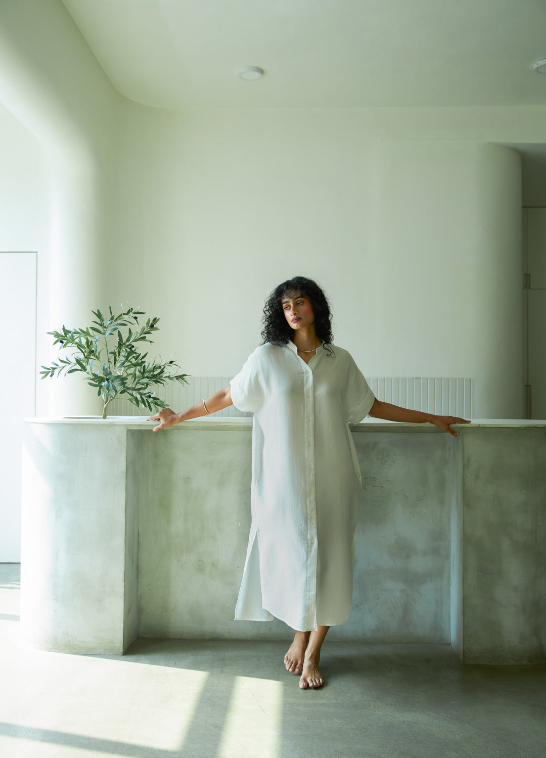Blanc Shirt Kaftan