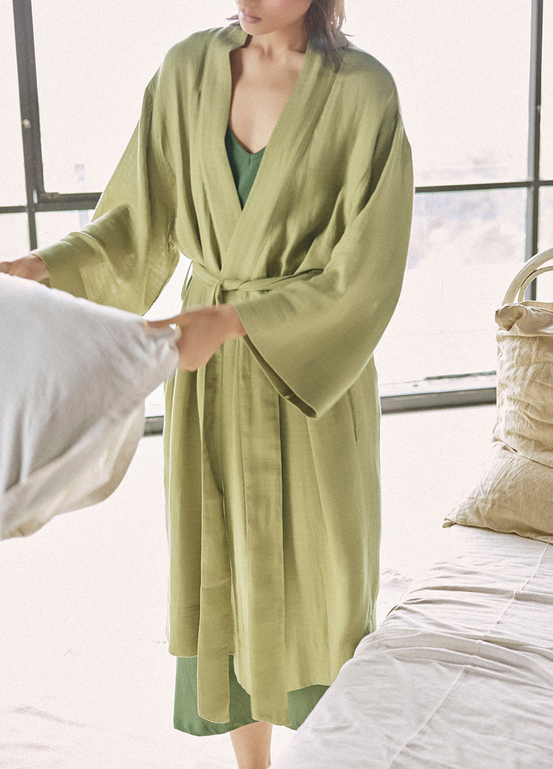 Resting Woman Robe Organic Cotton Bliss Lounge Robe For Women Online by No Nasties